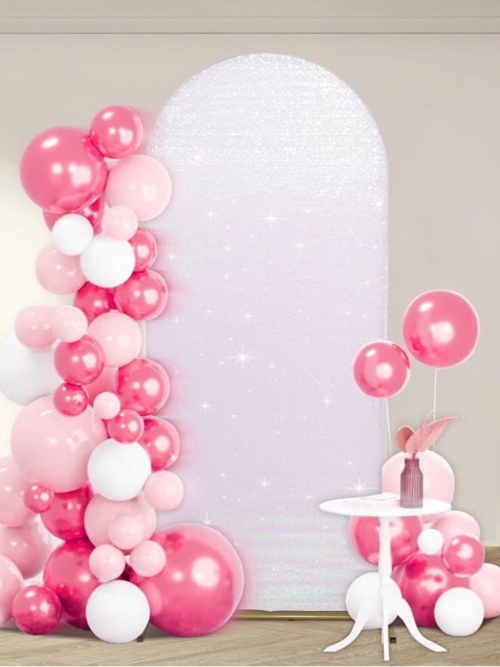 White sequin arch cover